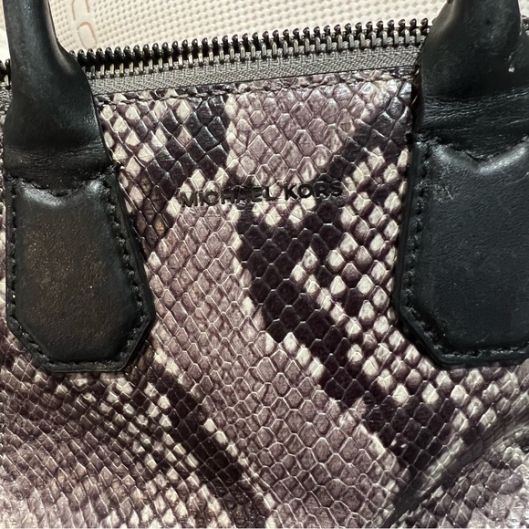 Michael Kors Steel Gray Python Embossed Leather Campbell X-Small Satchel - Picture 5 of 7